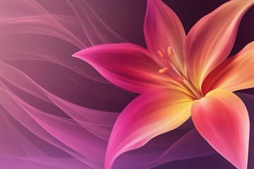 Fototapeta premium red-mint and yellow shades abstract cyber glowing floral background, poster