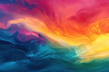 Obraz premium Vibrant abstract painting showcases swirling colors across a fluid canvas