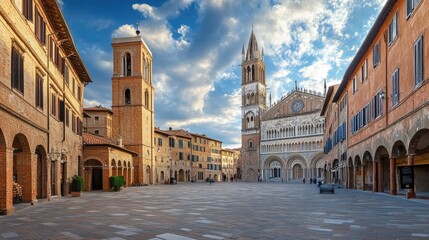 Obraz premium Historic Siena Cathedral: Iconic Architecture in Piazza del Duomo, Tuscany, Italy