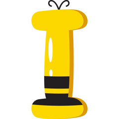 Playful Bee letter I Illustration	