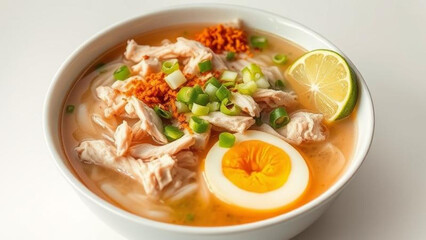 A variety of Thai and chicken noodle soups served in bowls with fresh vegetables and meat