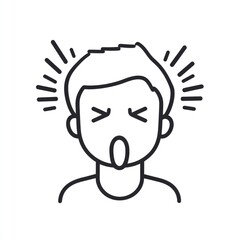 Fototapeta premium Stylized Drowsy Icon in Outline Design Reflecting Sleepy Mood and Yawning Expression