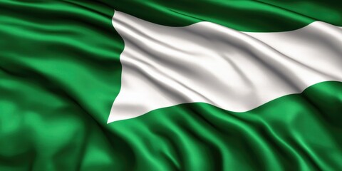 Obraz premium Billowing Nigerian Flag: A Symbol of National Pride in the Breezy Wind