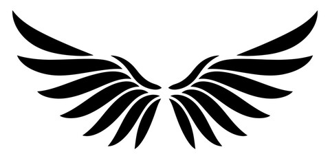 Obraz premium Stylized abstract wings in bold black lines on white background, symbolizing empowerment, freedom, and balance. Ideal for motivational designs, branding, or digital art projects.