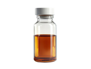 Glass medical bottle with liquid isolated on a transparent background for a clean and professional healthcare design element