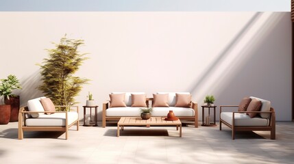 A photo of a contemporary outdoor lounge