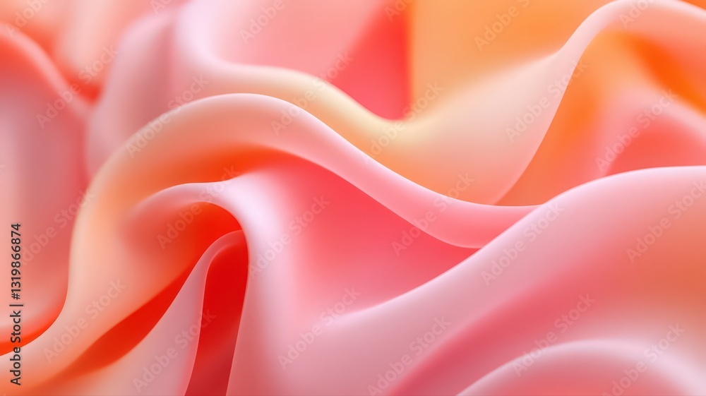 Poster abstract pink and orange fabric texture: soft draped material with subtle color gradient