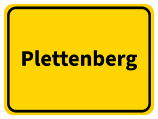 Illustration eines Ortseingangsschildes der Stadt Plettenberg im Märkischen Kreis