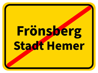 Fototapeta premium Illustration eines Stadtausgangsschildes von Frönsberg, einem Stadtteil von Hemer im Sauerland