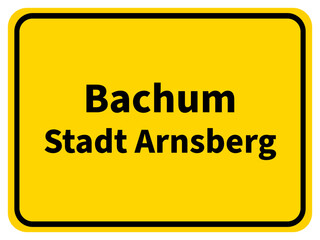Illustration eines Stadteingangsschildes von Bachum, einem Stadtteil der Stadt Arnsberg im Sauerland