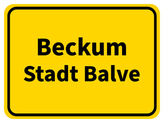 Illustration eines Ortseingangsschildes von Beckum, einem Ortsteil der Stadt Balve im Sauerland
