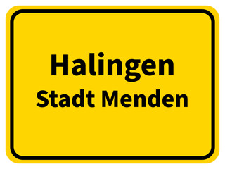 Graphic representation of the town entrance sign of Halingen, a district of the city of Menden in the Sauerland
