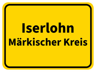 Grafische Darstellung des Ortseingangsschildes der Stadt Iserlohn im Märkischen Kreis