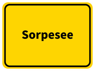 Illustration eines Ortseingangsschildes des Sorpesees bei Sundern im Sauerland