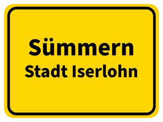 Grafische Darstellung des Ortseingangsschildes von Sümmern, einem Ortsteil der Stadt Iserlohn im Märkischen Kreis