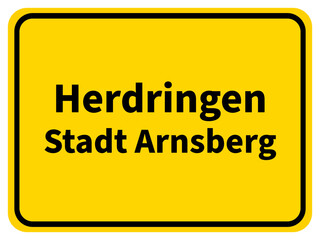 Illustration eines Stadteingangsschildes von Herdringen, einem Stadtteil der Stadt Arnsberg im Sauerland