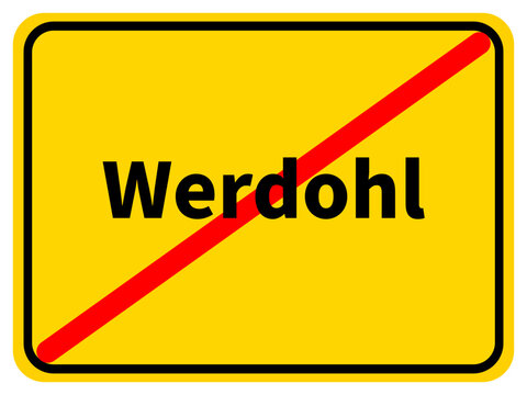 Illustration eines Ortsausgangsschildes der Stadt Werdohl im M&auml;rkischen Kreis