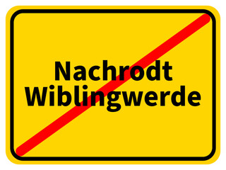 Illustration eines Ortsausgangsschildes der Stadt Nachrodt Wiblingwerde im Märkischen Kreis