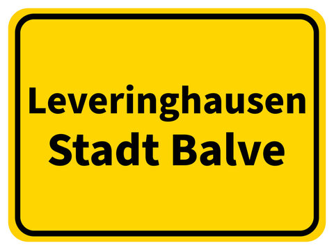 Illustration eines Ortseingangsschildes von Leveringhausen, einem Ortsteil der Stadt Balve im Sauerland