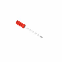 Fototapeta premium Precision in Every Turn: Close-up shot of a sleek screwdriver, capturing the essence of precision and the art of the repair, the handle with a bold red hue adds a touch of visual energy. 