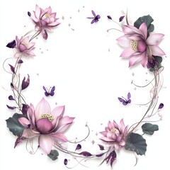 Colorful lotus flower circle border design