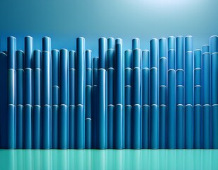 Obraz premium renewable energy decarbonization concept array of blue cylindrical objects on a flat surface