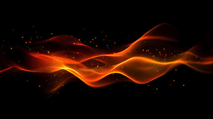 Fototapeta premium Dynamic flow of fiery orange sparks and shimmering particles in a dark background. Incandescent Flow. Illustration