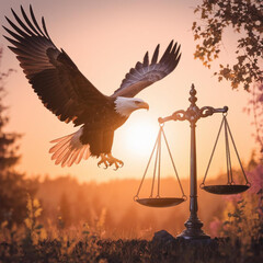 Obraz premium Wings of Justice – Majestic Eagle Meets the Scales of Law
