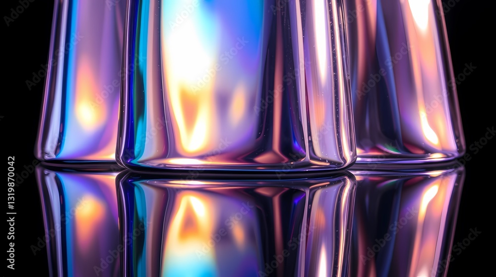Poster abstract reflection of vibrant glass: the abstract image showcases the captivating interplay of ligh