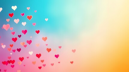 Obraz premium A Symphony of Hearts: Floating hearts, each a testament to love, gently cascade across a vivid gradient of colors.