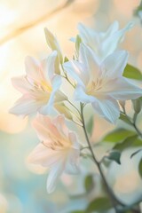 Fototapeta premium Soft Pastel Lilies in Sunlight