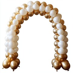 Elegant golden and white balloon arch for celebrations
