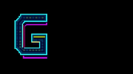 Neon "G": A captivating neon-style letter "G" glows against a pitch-black background, exuding modern technology and futuristic design.