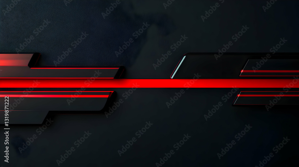 Aufkleber geometric abstract composition with red stripe on black background and textured surface