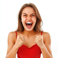 Joyful young girl celebrating with a wide smile
