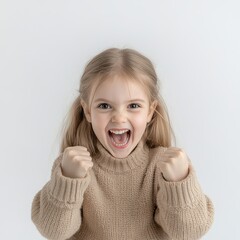 Joyful young girl expressing excitement with a big smile