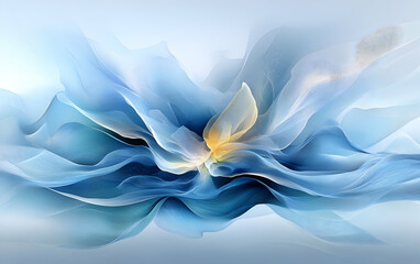Layers of Blue and White Waves Overlapping in an Artistic Fluid Abstract Composition