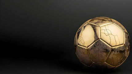 Golden Soccer Ball Illuminated On Black Background With Metallic Texture And Geometric Design For Sport And Luxury Theme