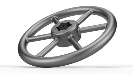 Obraz premium Control Wheel. Metallic Grey. Isolated. White background. 3d render