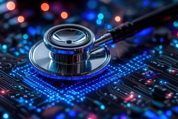 Medical Technology: Stethoscope on Circuit Board