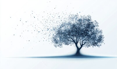 Obraz premium Abstract Blue Tree in a Windy Landscape