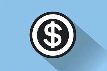 Fototapeta premium Dollar Sign Icon with Shadow on Blue Background Finance Currency Symbol Money Concept Busi