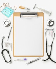 Medical Supplies and Tools Flat Lay