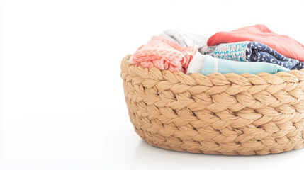 Obraz premium Organized laundry basket with neatly folded clothes - minimalist home decor inspiration