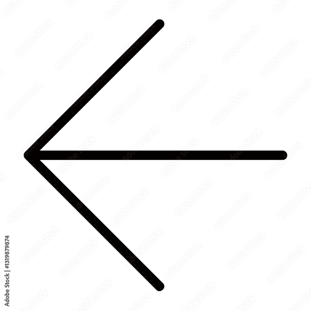Poster a simple yet bold left arrow signifying a return to the previous page or screen in a minimalist blac