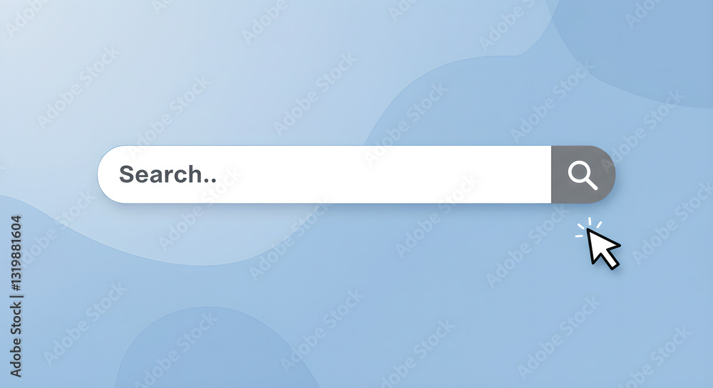 Aufkleber search box graphic for website or application, clean user interface design element in pale blue, min