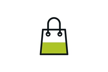 Shopping Bag Icon with Green Bottom Section Minimalist Design for Ecommerce Retail and Onli