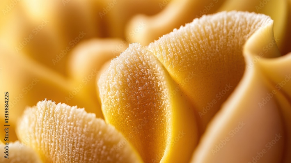 Poster Close up view of sliced banana halves showcasing intricate textures and details against a soft blurred background