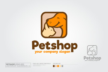 Petshop Vector Logo Illustration. Unique cartoon design for blog, pet hotel, pet shop, veterinary clinic or other animals related website or product.