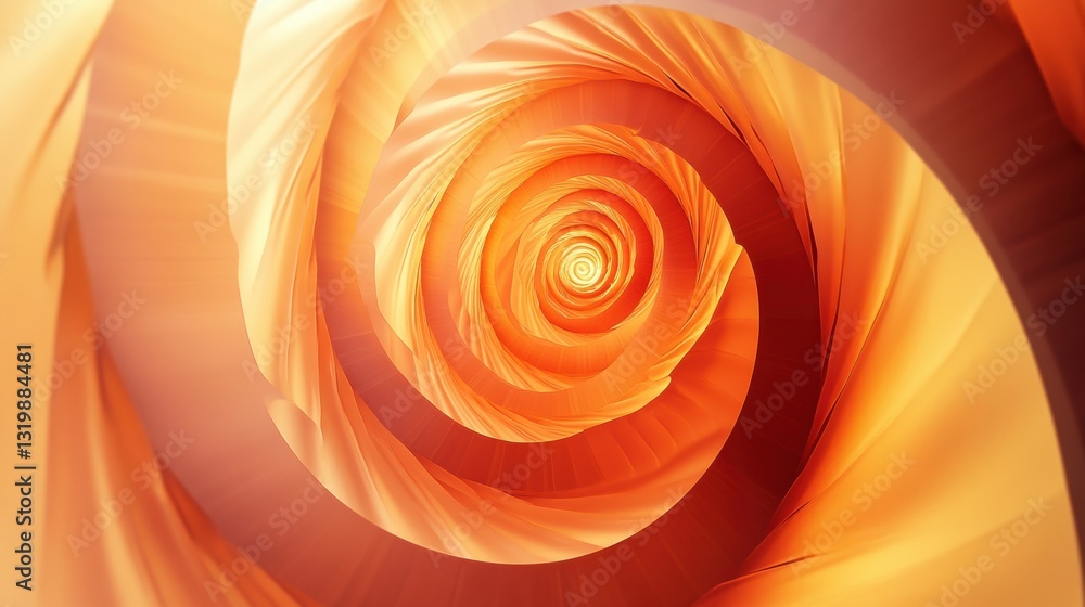 Poster geometric spiral illustrating infinite progress with smooth gradient and clean lines in abstract sty